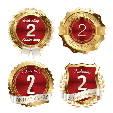 Gold and Red Anniversary Badges 2nd Years Celebration