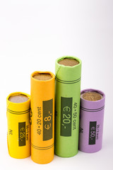 Collection of coin rolls (euro)
