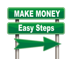 Make money easy steps green road sign