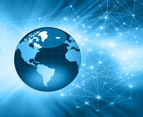 Fototapeta na wymiar Best Internet Concept of global business. Globe, glowing lines on technological background. Electronics, Wi-Fi, rays, symbols Internet, television, mobile and satellite communications