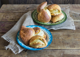 bread with cottage cheese. rustic style.