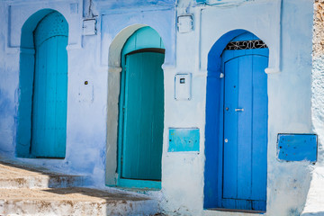 Traditional moroccan door detail in Chefchaouen, Morocco, Africa