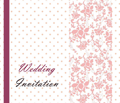 
Vintage retro Wedding invitation with dots and ornaments. Vector