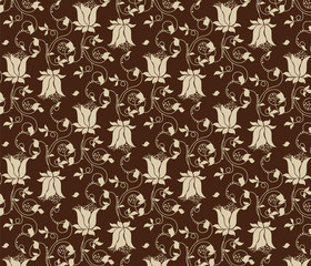 Tulips flowers texture pattern background. Vector