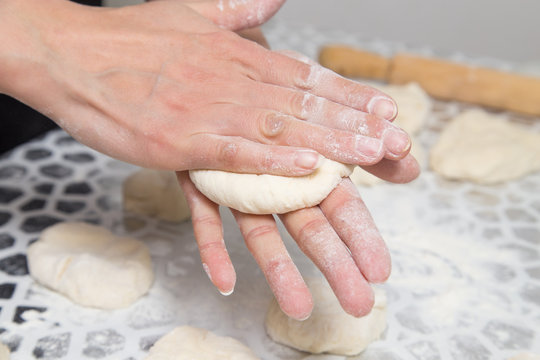 cooking cakes of the dough in the kitchen