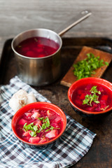 Traditional Romanian sour vegetable soup - borsch