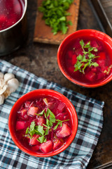 Traditional Romanian sour vegetable soup - borsch