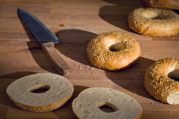 tasty bagel with sesame seed