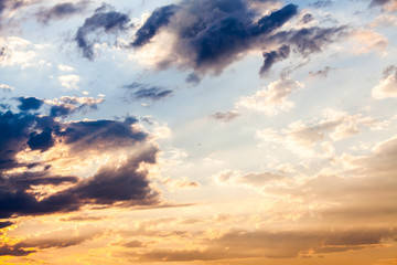 colorful dramatic sky with cloud at sunset