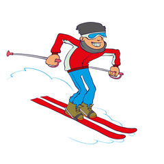 Obraz premium Vector Cartoon Skier