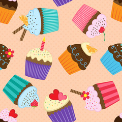 Pattern with cupcakes 