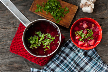 Traditional Romanian sour vegetable soup - borsch