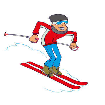 Vector Cartoon Skier