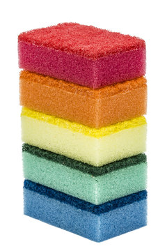 Sponges for washing dishes, isolated on white background