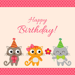 Birthday party card with cats