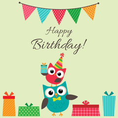 Naklejka premium Party owls card
