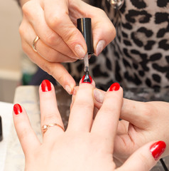 Manicure in a beauty salon