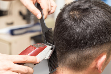 Men's haircut at the beauty salon