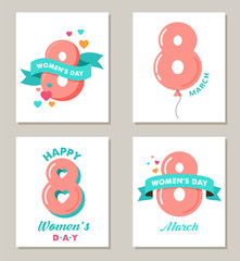women's day greeting cards set