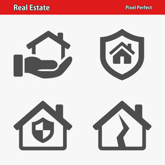 Real Estate Icons. Professional, pixel perfect icons optimized for both large and small resolutions. EPS 8 format.