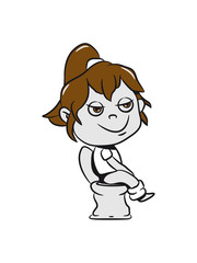 wc Sitting little girl