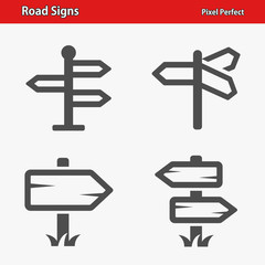 Road Signs Icons. Professional, pixel perfect icons optimized for both large and small resolutions. EPS 8 format.