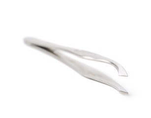 Steel cosmetic tweezers isolated