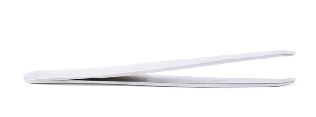 Steel cosmetic tweezers isolated