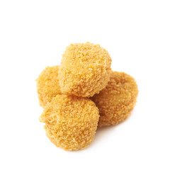Pile of breaded crab balls isolated