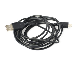 Folded USB adapter cable isolated