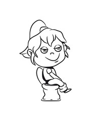 wc Sitting little girl