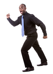 black businessman running