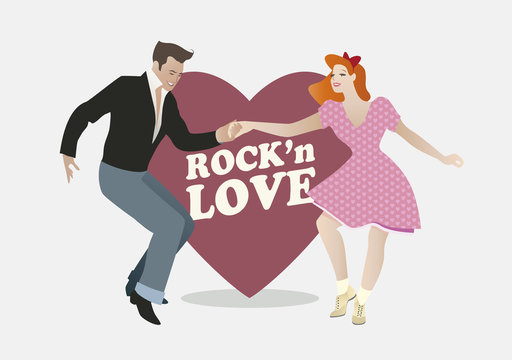 Rock'n Love. Young couple dancing rock.