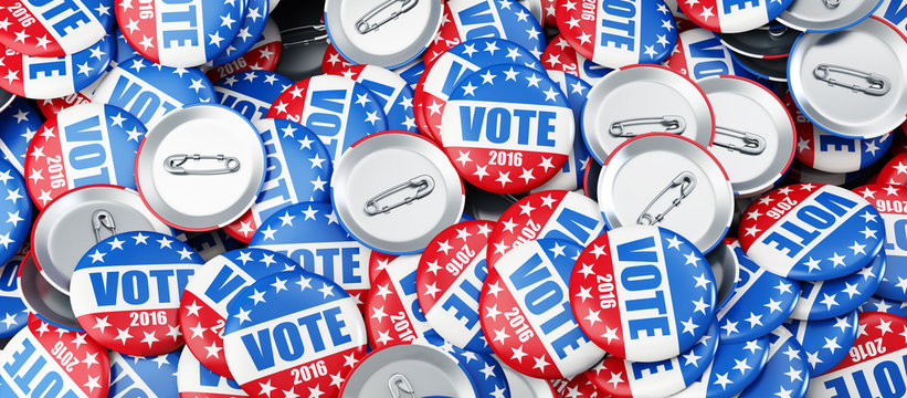 vote election badge button for 2016 background 3d Illustrations