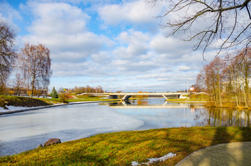 Svisloch River flows in Minsk and creates scenic spots. Belarus.
