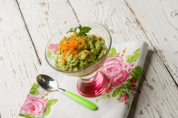 cream with avocado and carrots