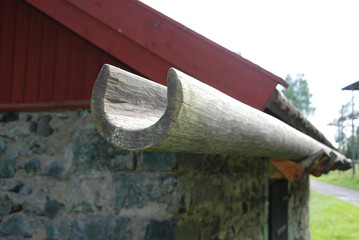 Wooden gutter, woodwork detail
