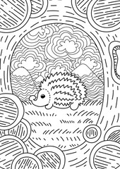 Pattern for coloring book. Ethnic retro design