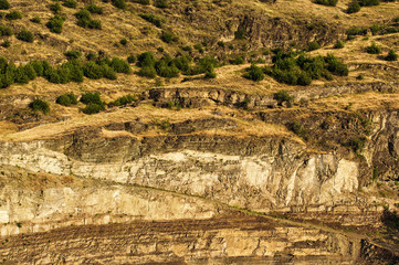 Imposing layers of mountain rock cliffs