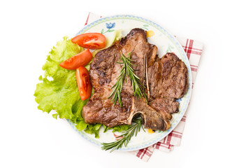 Fiorentina con contorno di verdure, T-bone steak with vegetables