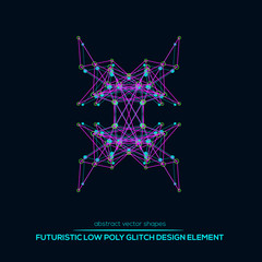 Abstract vector polygonal futuristic shapes. Glitch design.