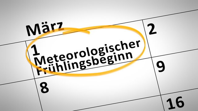 meteorological spring beginning 1st of march in german language