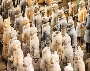 Kussenhoes Gezicht op de Terracotta Warriors, Xi& 39 an, Provincie Shaanxi, China © efired