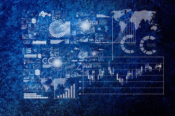 Abstract high tech background with graphs and diagrams