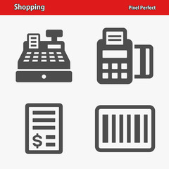 Shopping Icons. Professional, pixel perfect icons optimized for both large and small resolutions. EPS 8 format.