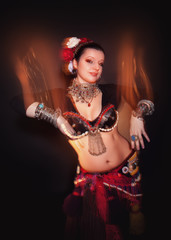 Naklejka premium Beautiful exotic belly tribal dancer woman
