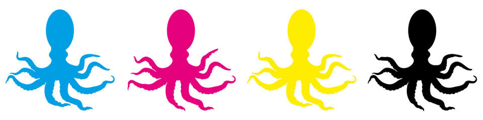 Fototapeta premium cmyk20 CyanMagentaYellowKey - Octopus cmyk background - 4to1 g4242
