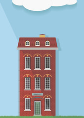 Fototapeta na wymiar Illustration, the red brick house on a light background.