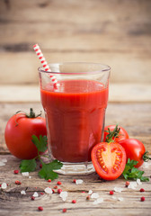 Tomato juice in the glass