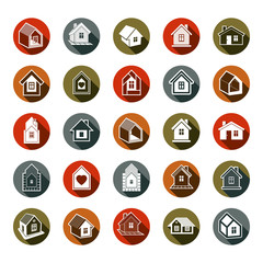 Houses abstract icons, can be used in advertising 